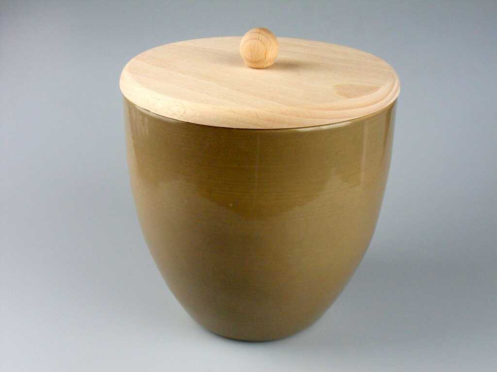 [KERA-förvaring-trä-2ltr-lverbrun] Förvaringskruka 2 liter med trä lock i leverbrun