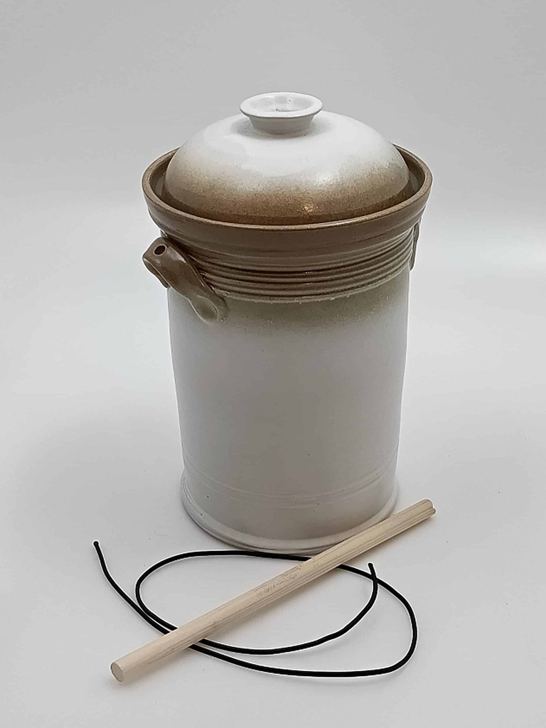 [KERsyra25snabbVitbrun] Syrningskruka snabbsystem 2,5 liter Vit o brun